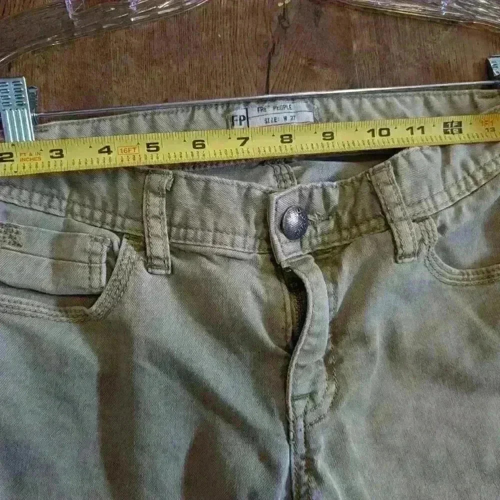Free people olive green low rise jeans size 27 - Picture 3 of 4